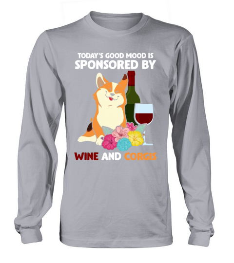Funny Welsh Corgi Pembroke Dog and Wine Drinker Women's Long Sleeve
