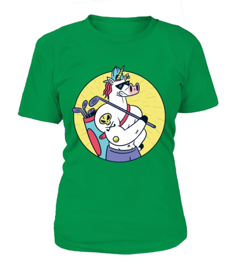 Strong unicorn with tattoo playing golf unicorns Women's T-Shirt