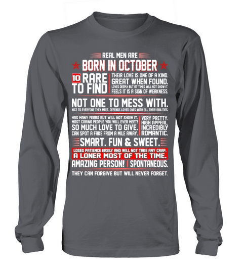 Real Men Are Born In October Birth Month Tshirt Women's Long Sleeve