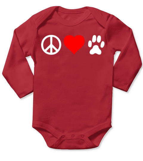 Peace Love Dog Long Sleeve Baby One-Piece