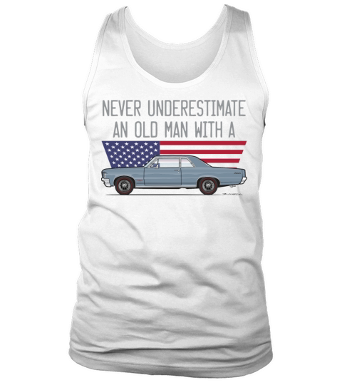 Never Underestimate and Old Man Yorktown Blue Tank Top Unisex