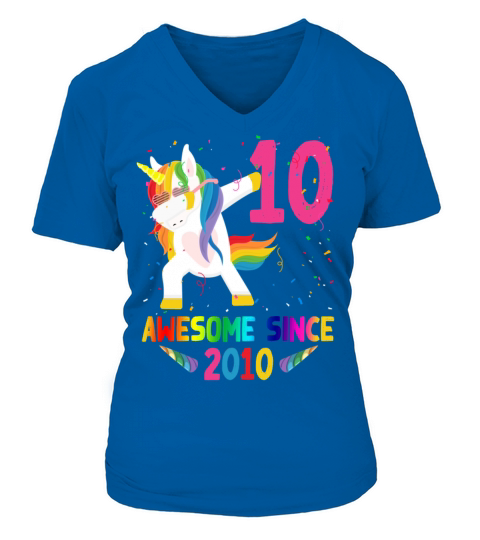 Awesome Since 2010 10 Years Old 10th Birthday Unic Women's V-Neck T-shirt