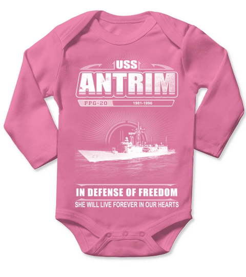 USS Antrim FFG 20 She will live in our hearts Long Sleeve Baby One-Piece