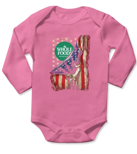 Whole Foods Market inside American Flag Happy Independence Day shirtc Long Sleeve Baby One-Piece
