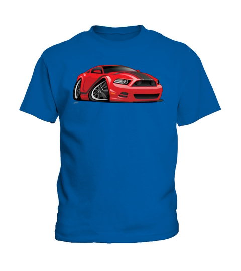 American Muscle Car Cartoon Illustration Kids T-Shirt