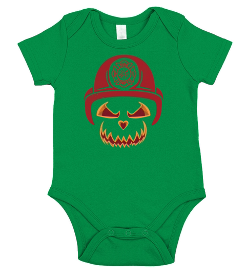 Firefighter Halloween Pumpkin Short Sleeve Baby One-Piece