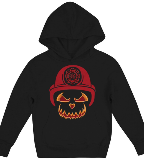 Firefighter Halloween Pumpkin Kids Hoodie
