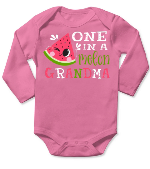 One In A Melon Mom Shirt Funny Watermelon Gift Tan Long Sleeve Baby One-Piece