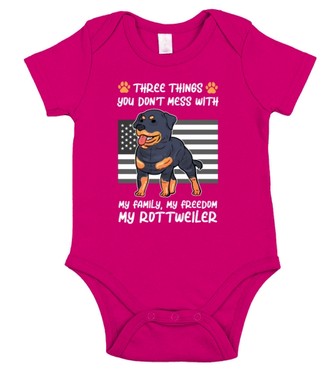Cute Rottie Rottweiler Dog Owner American Flag Short Sleeve Baby One-Piece