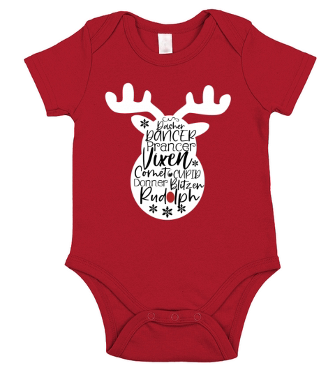 Santas Reindeer Dasher Dancer Prancer Vixen Rudol Short Sleeve Baby One-Piece
