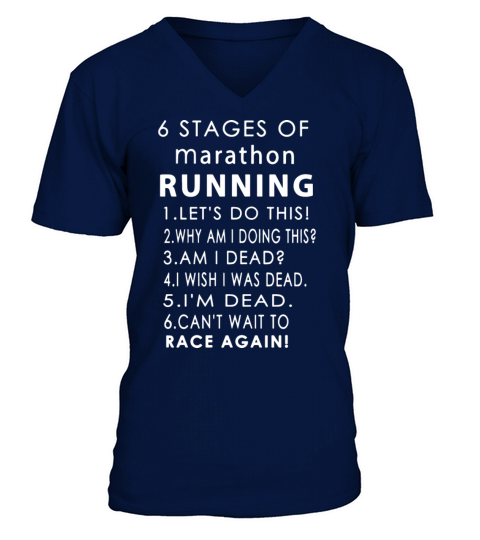 6 stages of marathon running lets do this why am Men's V-Neck T-shirt
