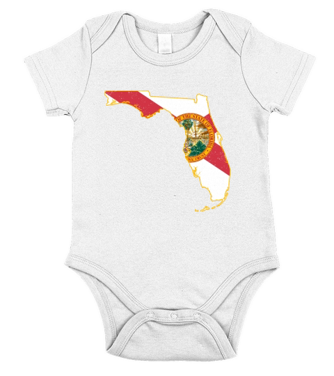 Florida State With Florida Shape Flag - Unisex Long Sleeve Short Sleeve Baby One-Piece