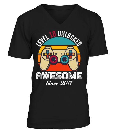 Level 10 Unlocked Birthday Awesome Since 2011 Men's V-Neck T-shirt