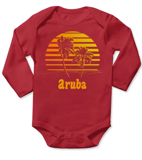 Aruba Sunset Palm Trees Long Sleeve Baby One-Piece