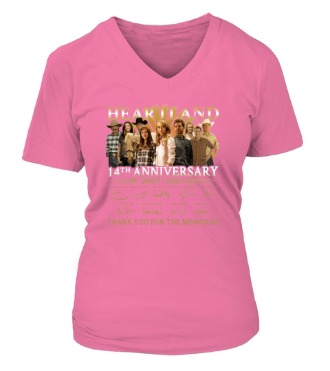 Heartland 14th Anniversary 2007 2021 Thank You For The Memories Signatures V-neck T-Shirt Woman