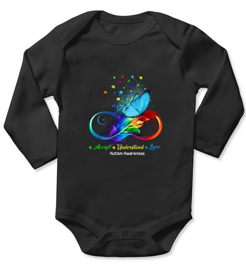 Accept   Understand   love   Autism Awareness Long Sleeve Baby One-Piece