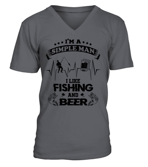 Fisherman Beer Heartbeat Fisher Angler Fishing Men's V-Neck T-shirt