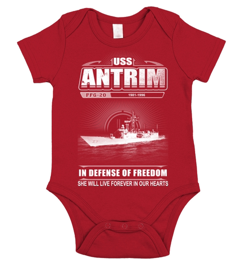 USS Antrim FFG 20 She will live in our hearts Short Sleeve Baby One-Piece