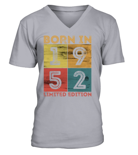 70th Birthday Born In 1952 Limited Edition Vintage Men's V-Neck T-shirt