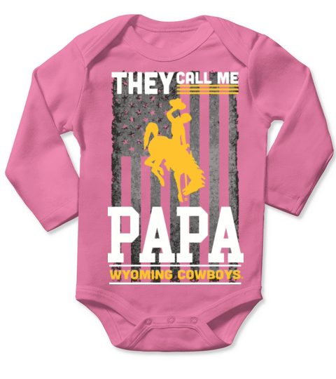 Wyoming Cowboys They Call Me Papa Long Sleeve Baby One-Piece