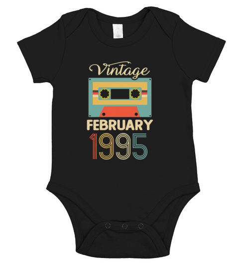 Vintage February 1995 25th Birthday 25 Year Gift Short Sleeve Baby One-Piece