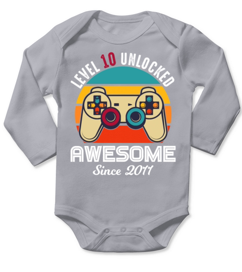 Level 10 Unlocked Birthday Awesome Since 2011 Long Sleeve Baby One-Piece