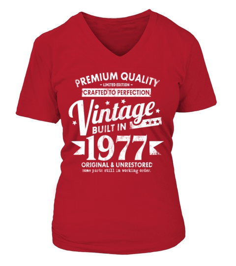 VINTAGE BUILT IN 1977 COOL FUNNY RETRO 44TH Women's V-Neck T-shirt