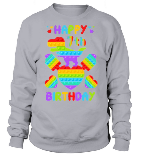 Kids Happy 7th Birthday Pop It Dinosaur Men's Sweatshirt