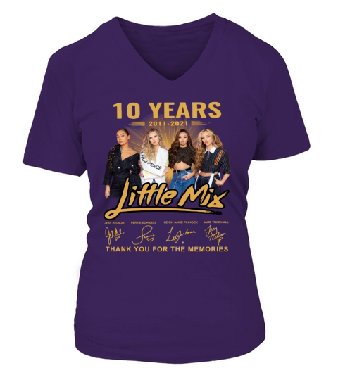 10 years 2011 2021 Little Mix thank you for the memories signatures V-neck T-Shirt Woman