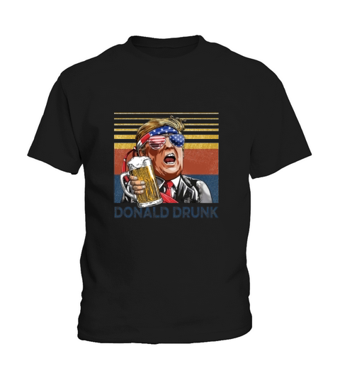 Donald Drunk Trump Drink Beer 4th of July Vintage Kids T-Shirt