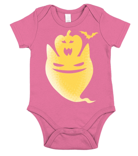 Ghost with pumpkin on head on Halloween Short Sleeve Baby One-Piece