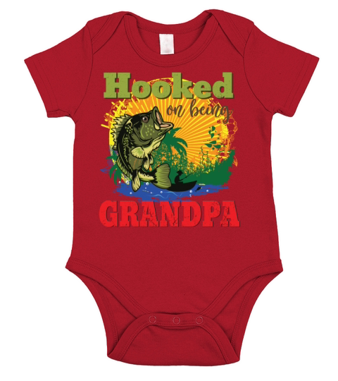 Mens Hooked On Being A Grandpa Bass Fishing Short Sleeve Baby One-Piece