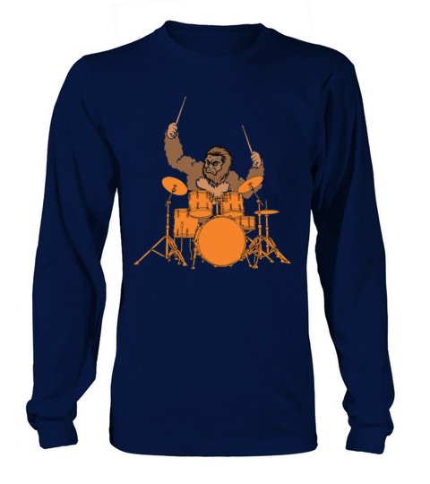 Funny Bigfoot Sasquatch rock and roll drum T-Shirt Long sleeved Unisex