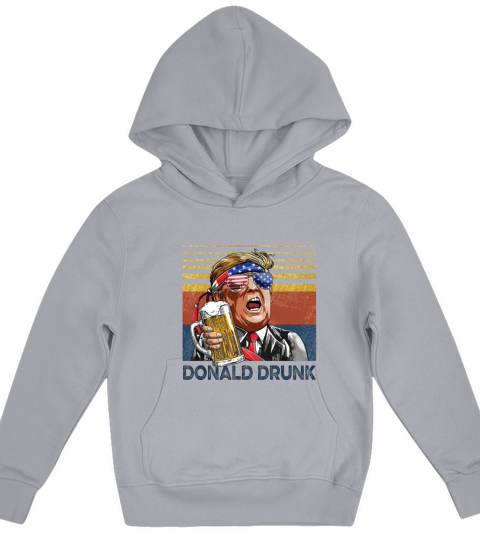 Donald Drunk Trump Drink Beer 4th of July Vintage Kids Hoodie