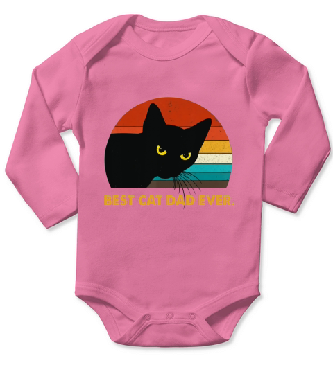 Best Cat Dad Ever Vintage Mens Long Sleeve Baby One-Piece