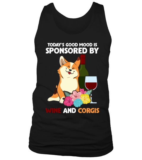 Funny Welsh Corgi Pembroke Dog and Wine Drinker Men's Tank Top