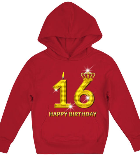16 - Happy Birthday - Golden Number Kids Hoodie