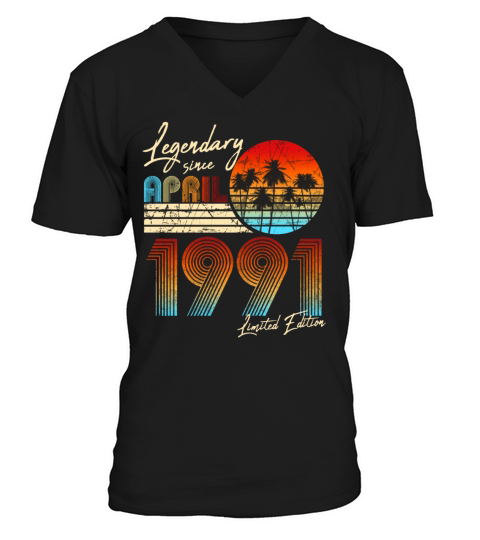 Legendary Since April 1991 Vintage 30th Birthday Men's V-Neck T-shirt