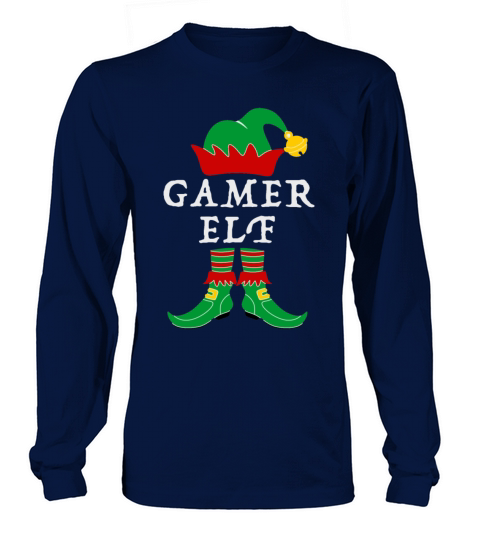 Gamer Elf Matching Christmas T Shirt Men's Long Sleeve