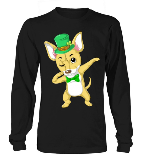 dabbing chihuahua st patricks day Men's Long Sleeve