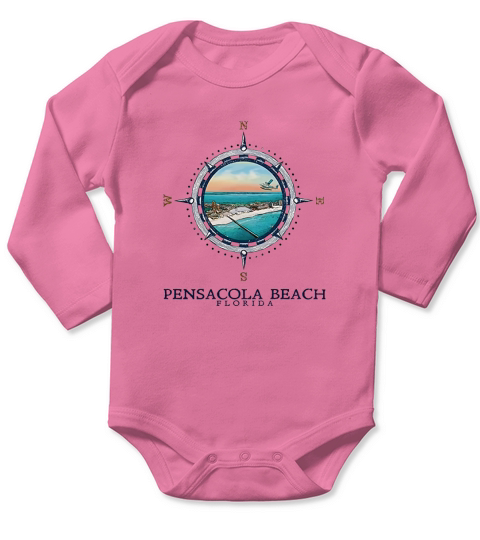 Vintage Pensacola Beach Long Sleeve Baby One-Piece