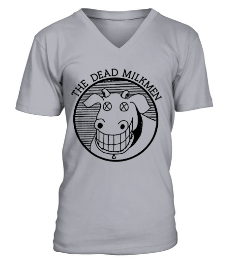 DEAD MILKMEN COW LOGO WHITE Licensed Adult cow Men's V-Neck T-shirt