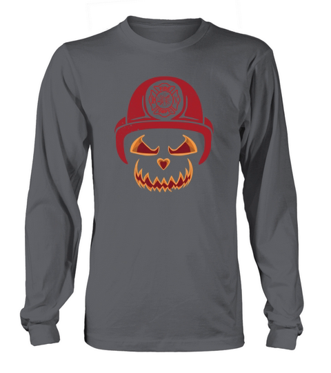 Firefighter Halloween Pumpkin Men's Long Sleeve