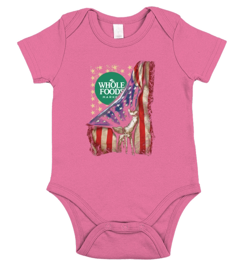 Whole Foods Market inside American Flag Happy Independence Day shirtc Short Sleeve Baby One-Piece