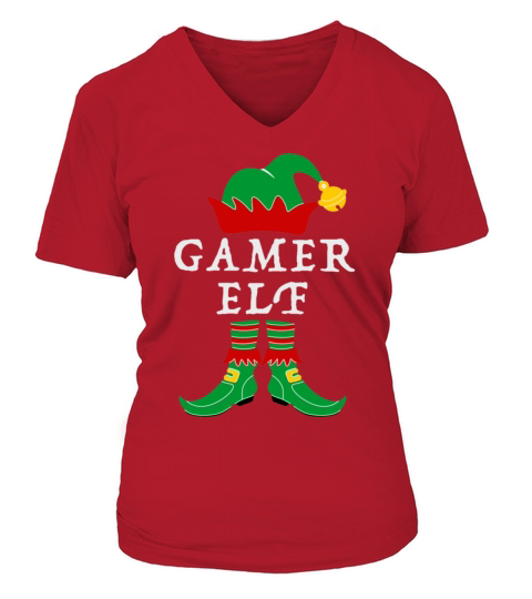 Gamer Elf Matching Christmas T Shirt Women's V-Neck T-shirt