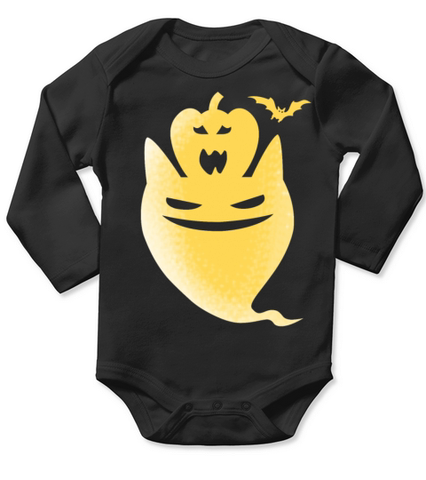 Ghost with pumpkin on head on Halloween Long Sleeve Baby One-Piece