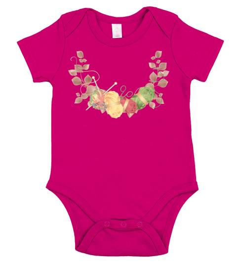 Knitting needle and wool in delicate colors Short Sleeve Baby One-Piece