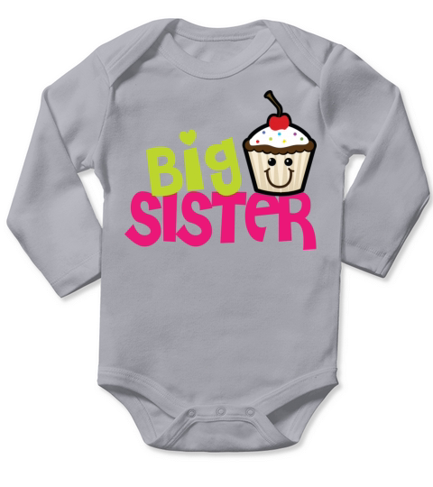 Big sister cupcake Long Sleeve Baby One-Piece