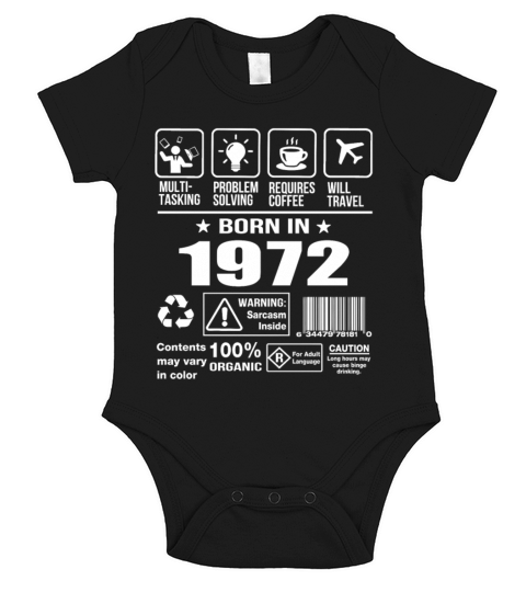 Born In 1972 Short Sleeve Baby One-Piece