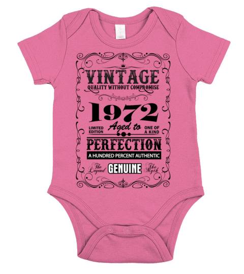 Premium Vintage 1972 Aged To Perfection Short Sleeve Baby One-Piece